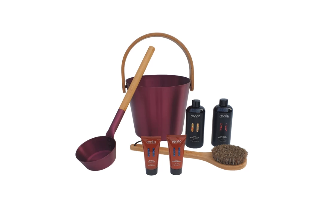 Rento Cadeau SetSauna Emmer Bordeaux Rood 1 Rento Cadeau SetSauna Emmer Bordeaux Rood