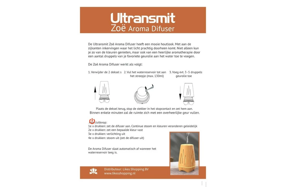 Ultransmit Ultransmit Aroma Diffuser Zoë 3 Ultransmit Ultransmit Aroma Diffuser Zoë - Afbeelding 3
